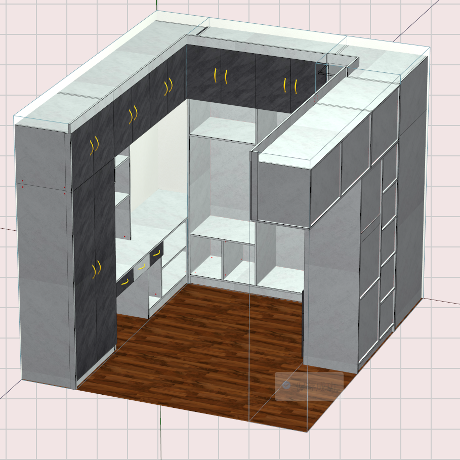 Cabinet design order splitting software, fool-style operation without CAD basis, one horizontal and one vertical six-sided painting cabinet