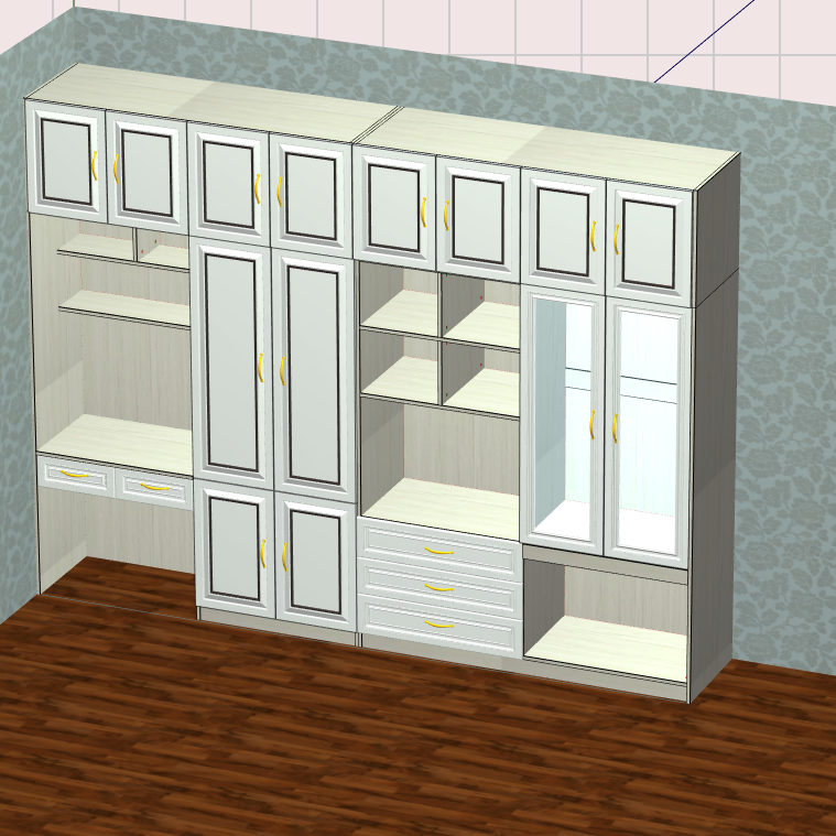 Cabinet design order splitting software, fool-style operation without CAD basis, one horizontal and one vertical six-sided painting cabinet