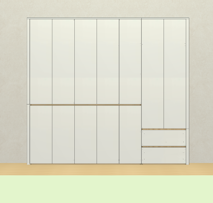 Cabinet design order splitting software, fool-style operation without CAD basis, one horizontal and one vertical six-sided painting cabinet