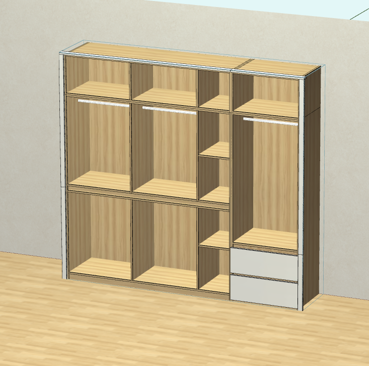 Cabinet design order splitting software, fool-style operation without CAD basis, one horizontal and one vertical six-sided painting cabinet