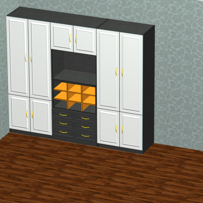 Cabinet design order splitting software, fool-style operation without CAD basis, one horizontal and one vertical six-sided painting cabinet